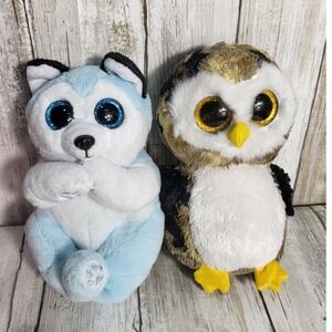 Ty Beanie Boo Plush Set Owl Husky Mouse Koala Stuffed Animals Toys